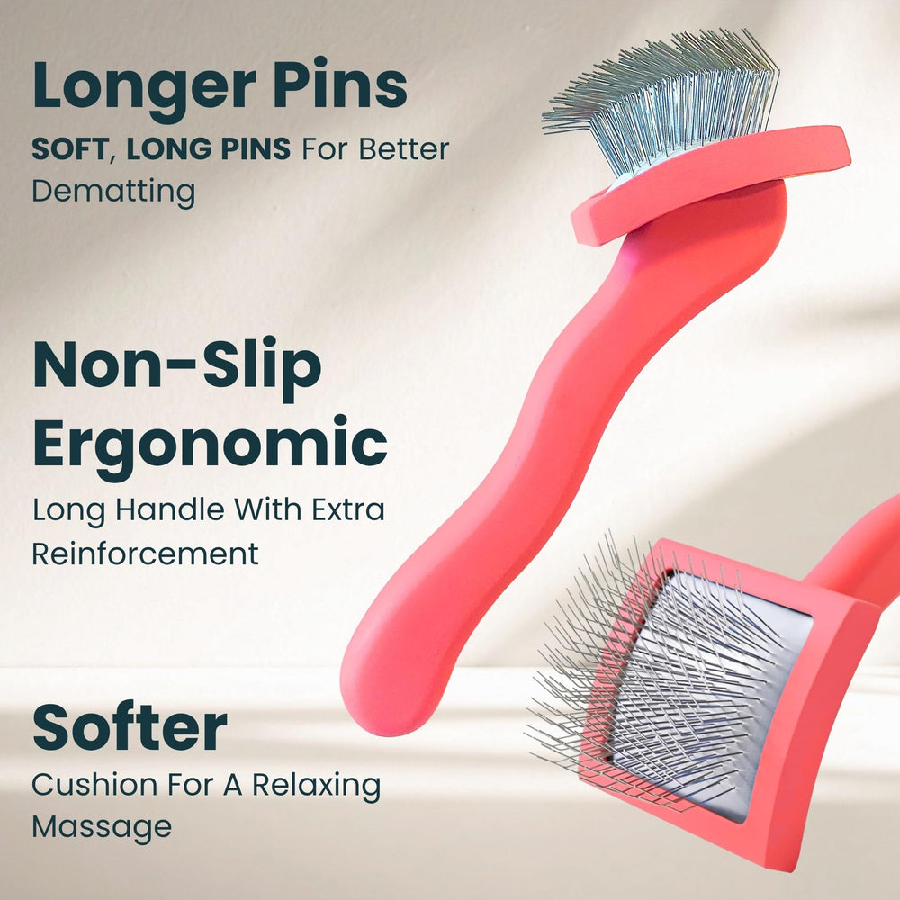 Flying Pawfect gros plan sur longues pointes en acier inoxydable, capture efficace du sous‑poil