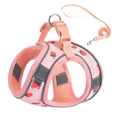 Flymind harnais fraise XS vue de face montrant ajustement et motif confortable
