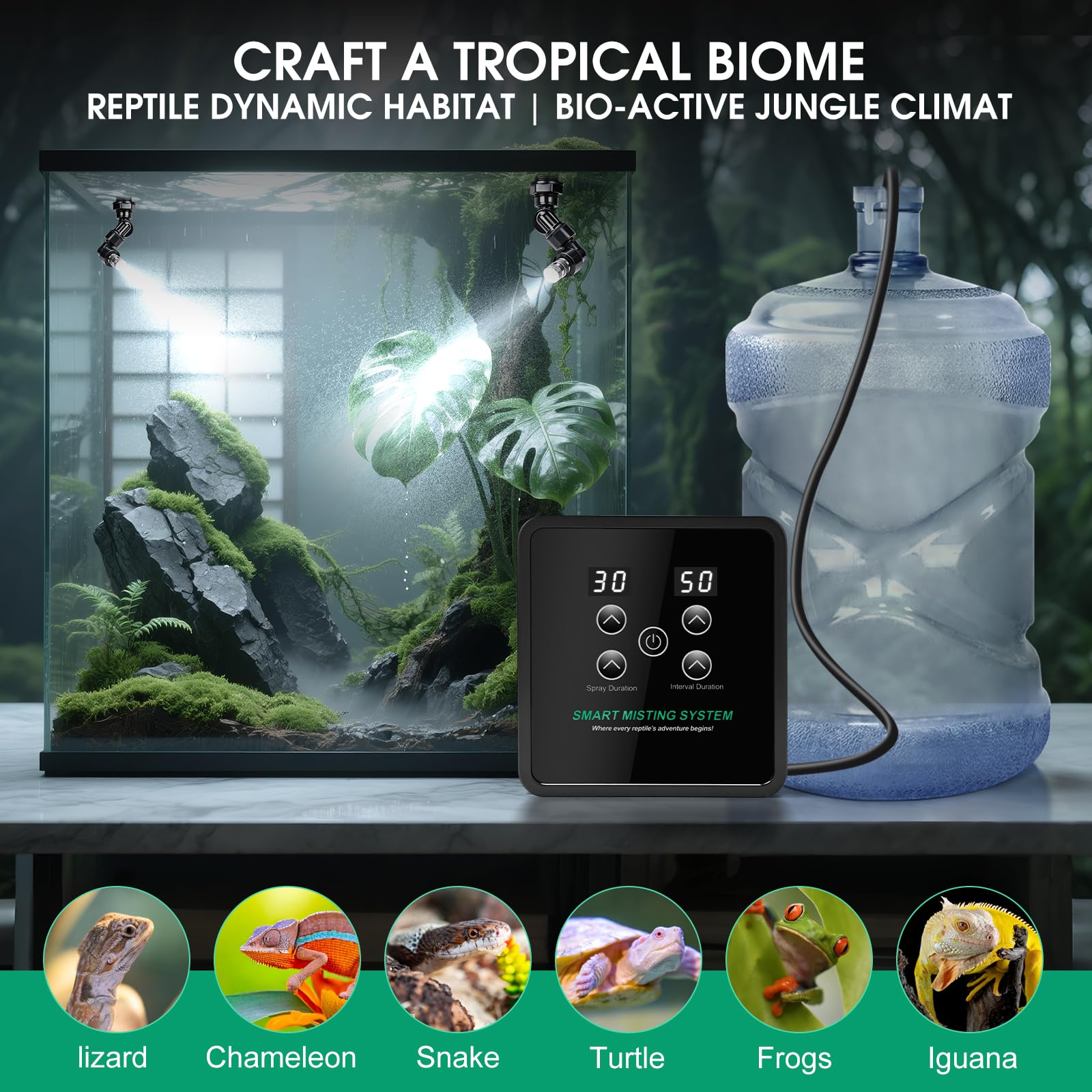 FMATOZ brumisateur en action dans terrarium pour humidité contrôlée bénéfique