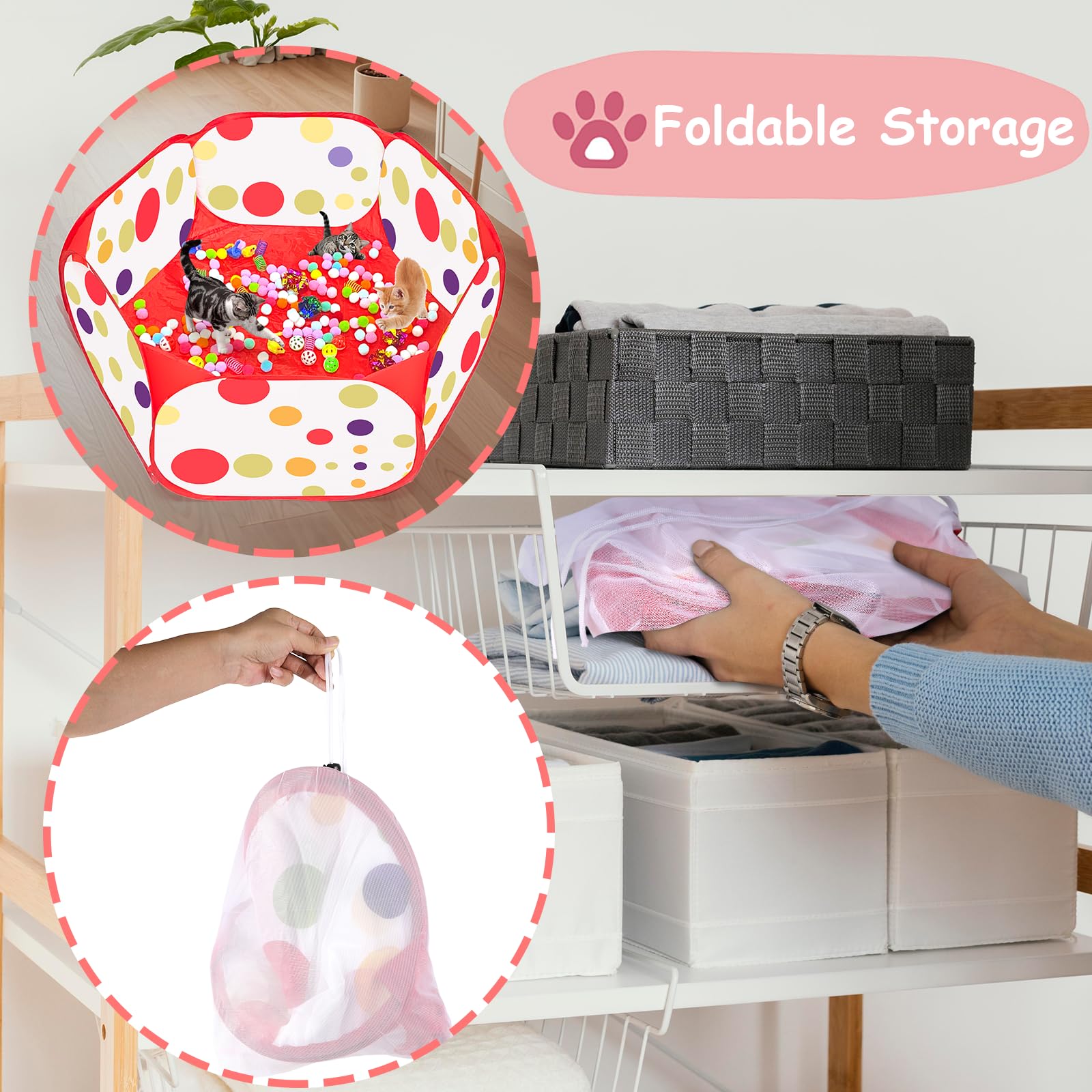 fooind bac replié dans sac mesh montrant rangement compact et propre