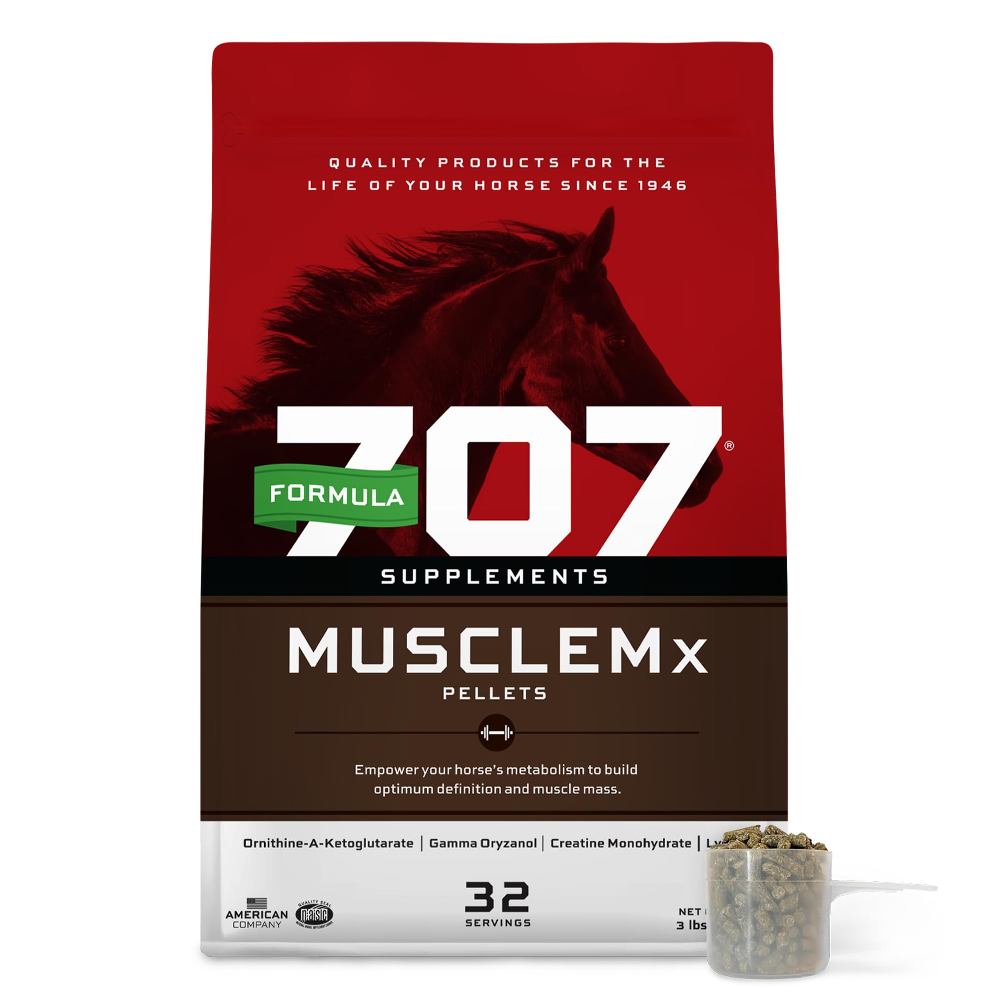 Formula 707 pot MuscleMx vue avant montrant l’étiquette et l’usage pratique