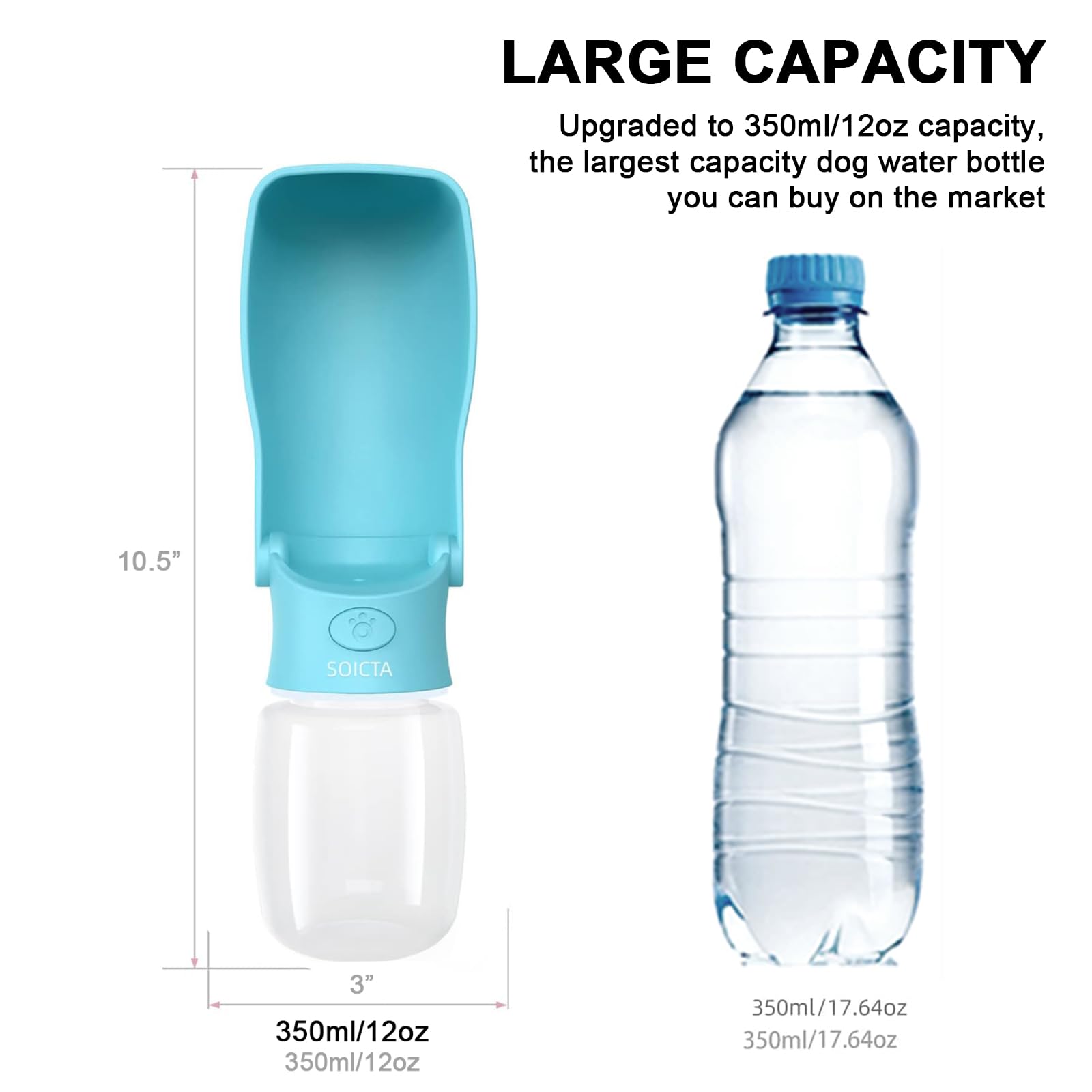 FORWH comparaison taille montrant bouteille à côté d'une patte pour l'échelle