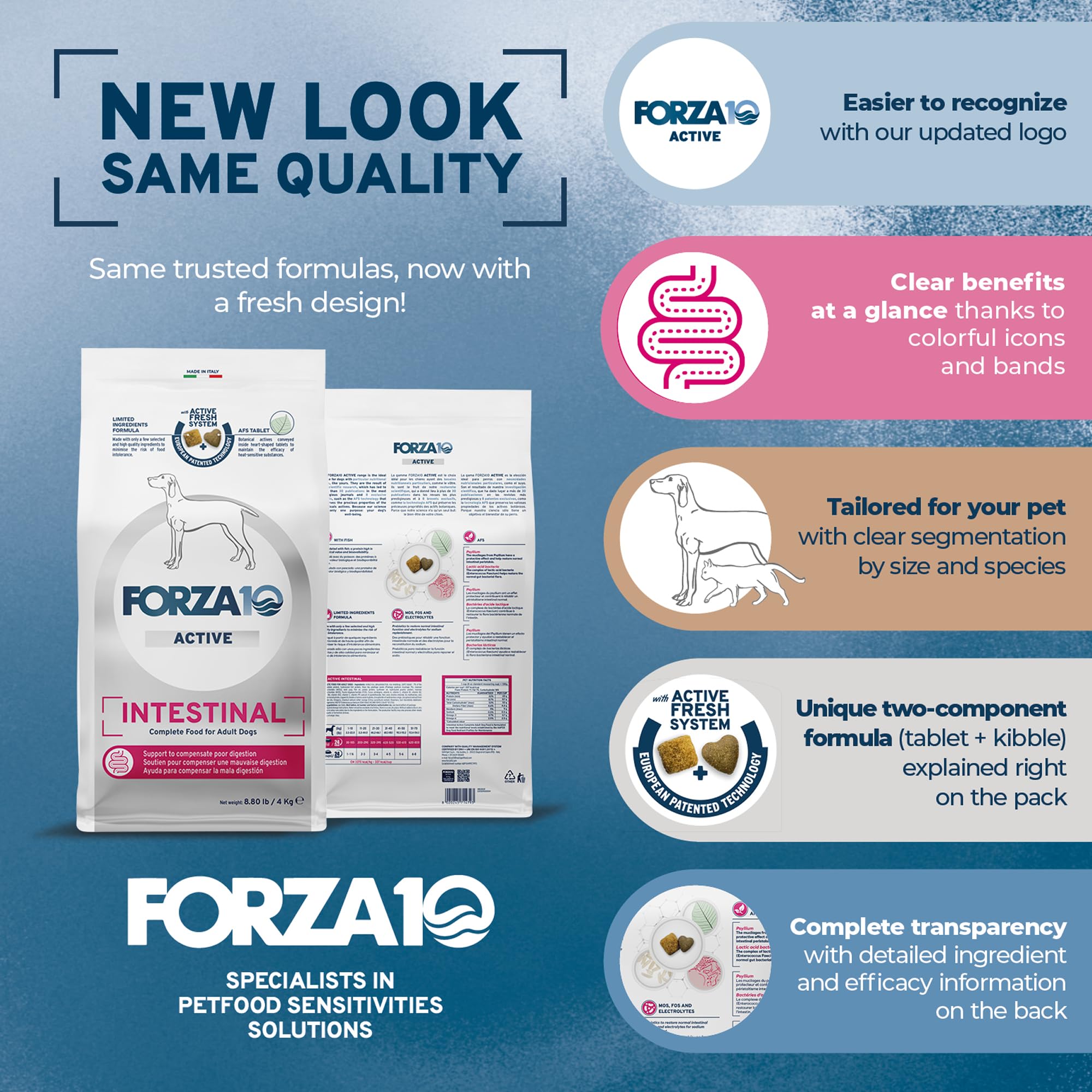 Boîte Forza10 ouverte révélant la texture appétente de la pâtée pour une digestion douce