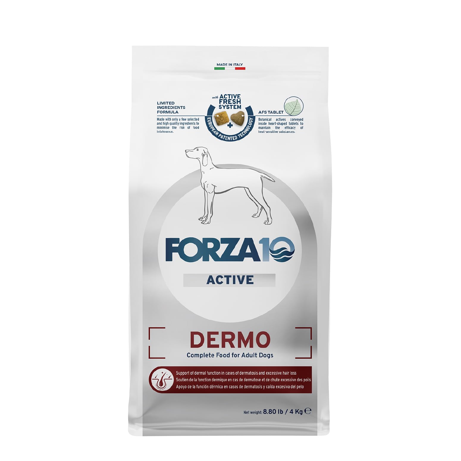 Forza10 paquet recto 8,8 lb montrant la composition bénéfique