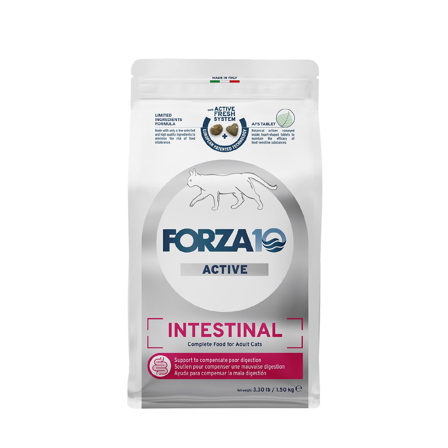 Forza10 sac devant packaging montrant formule intestinale bénéfique
