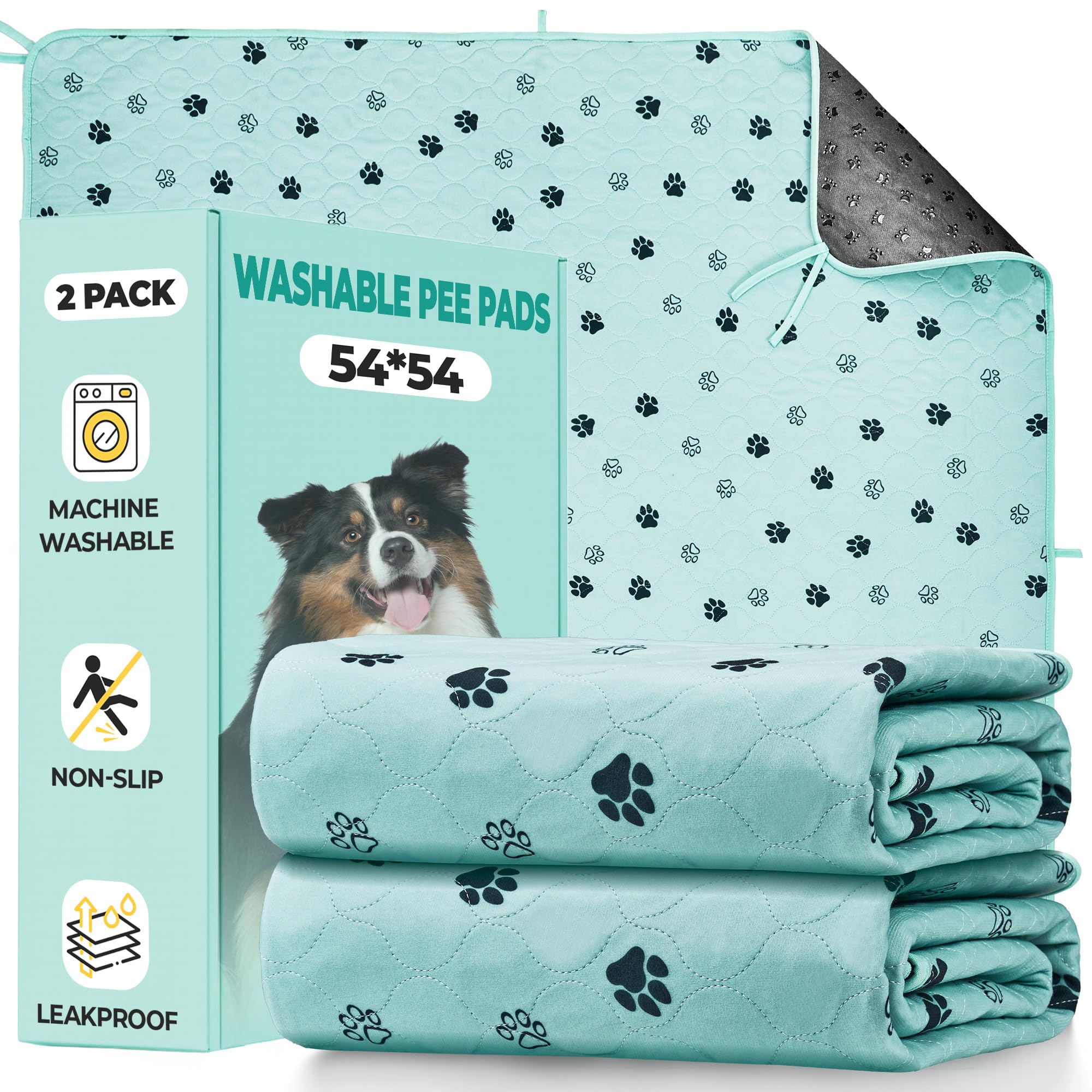 Fostanfly packaging du lot de deux tapis montrant dimensions et couleur verte