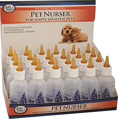 Four Paws bouteille nurser face emballage montrant pack de 24 et praticité