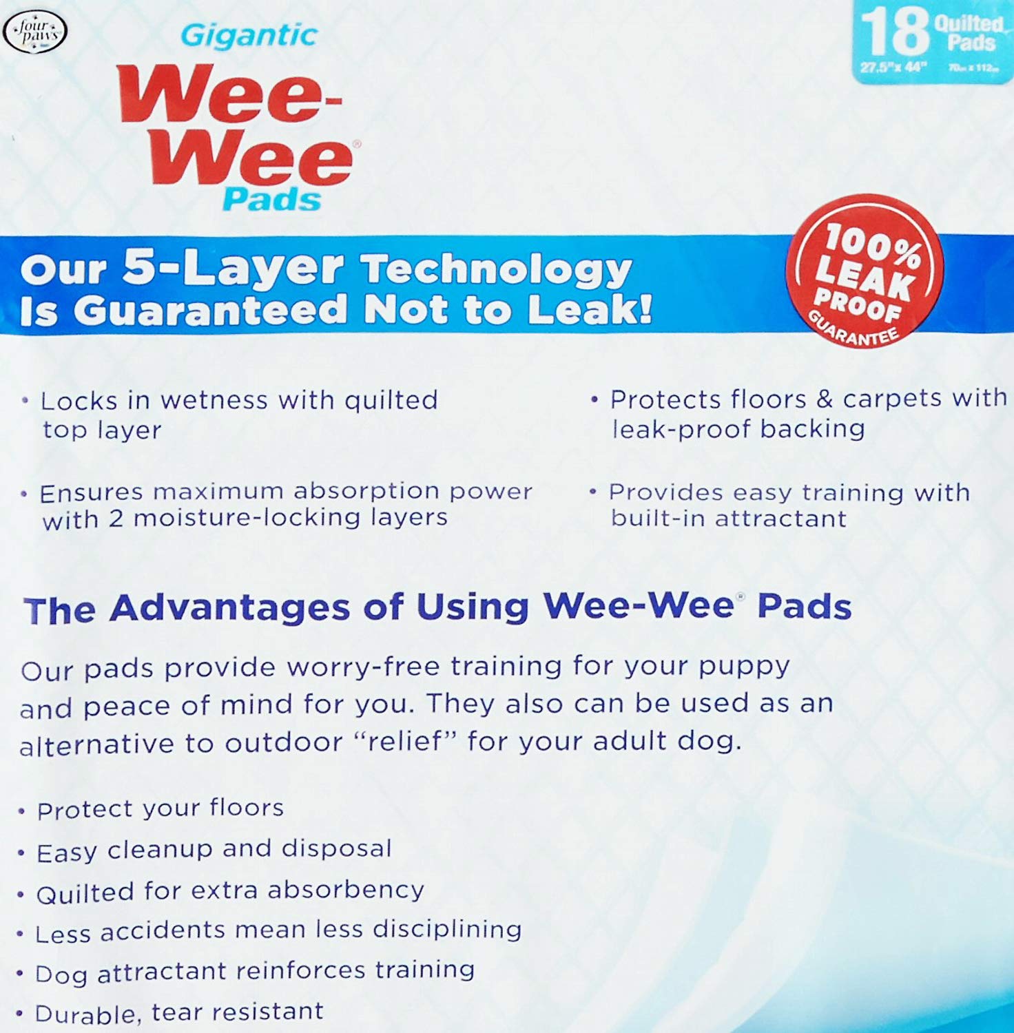 Four Paws vue dessous de la couche imperméable protégeant le sol