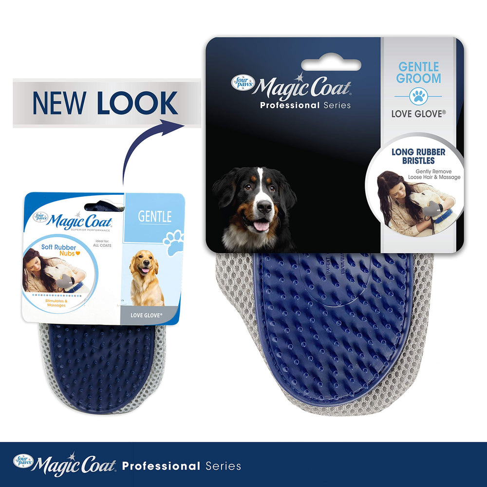 Four Paws Love Glove utilisé sur un chien pour enlever les poils et apaiser la peau