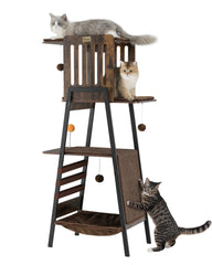 FourFurPets vue avant de l'arbre à chat, perchoirs spacieux pour confort