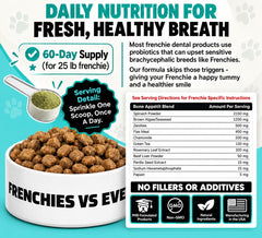 Poudre Frenchies vs saupoudrée sur croquettes montrant l'application quotidienne simple