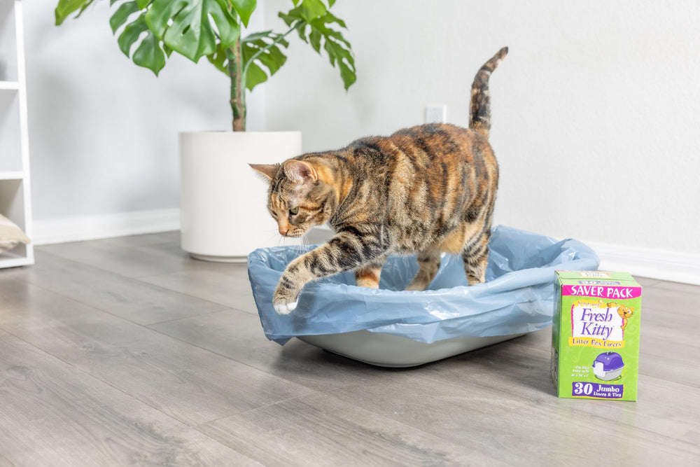 Fresh Kitty détail du lien d'attache montrant fermeture rapide et élimination hygiénique