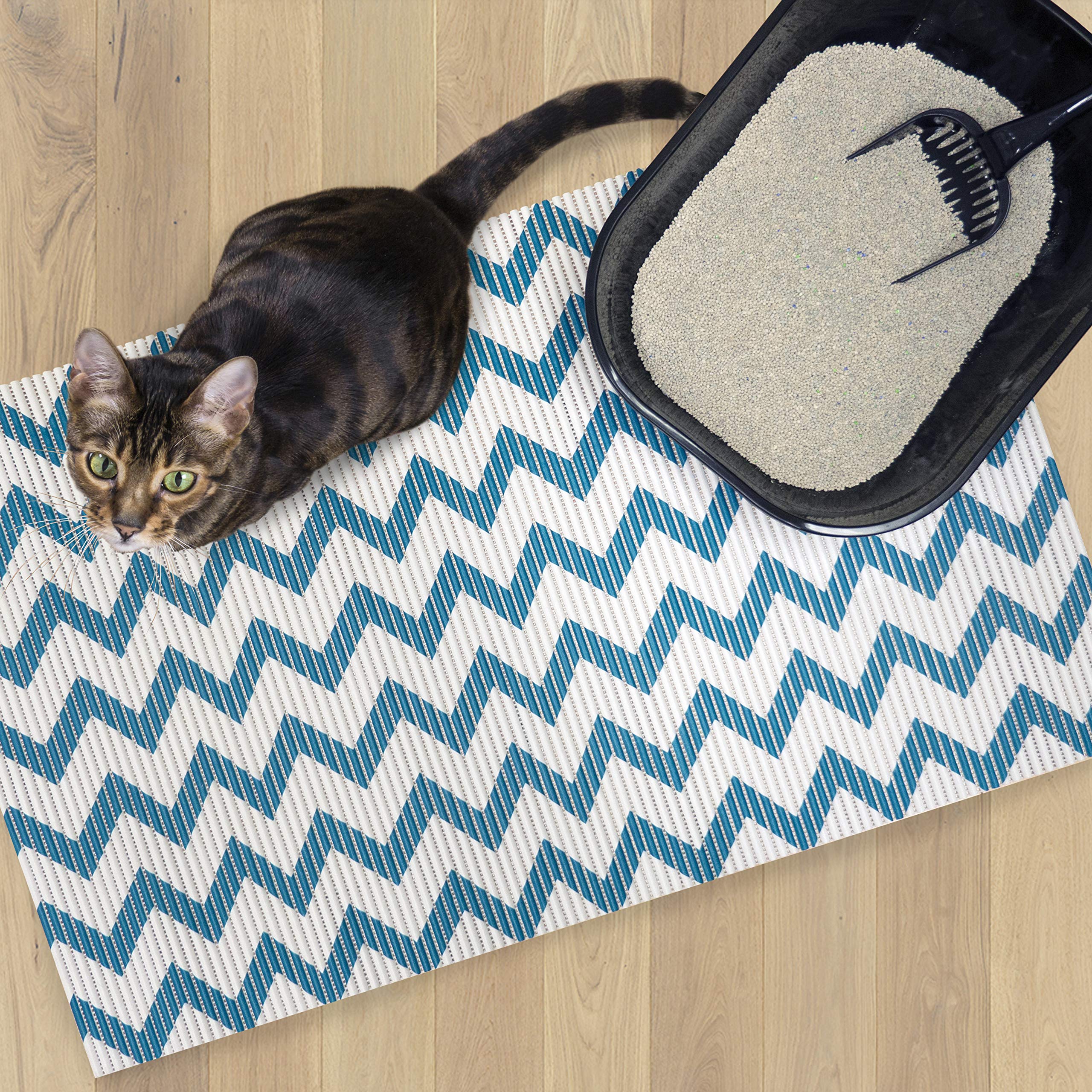 Fresh Kitty tapis à côté d'un bac, montre l'échelle extra-large 40x25 pouces