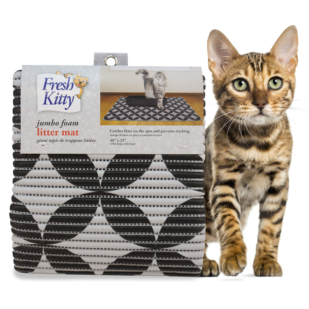 Fresh Kitty tapis XL face avant montrant motif gris noir et protection du sol