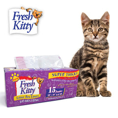Fresh Kitty vue avant de l'emballage montrant 15 sacs pratiques et compactes