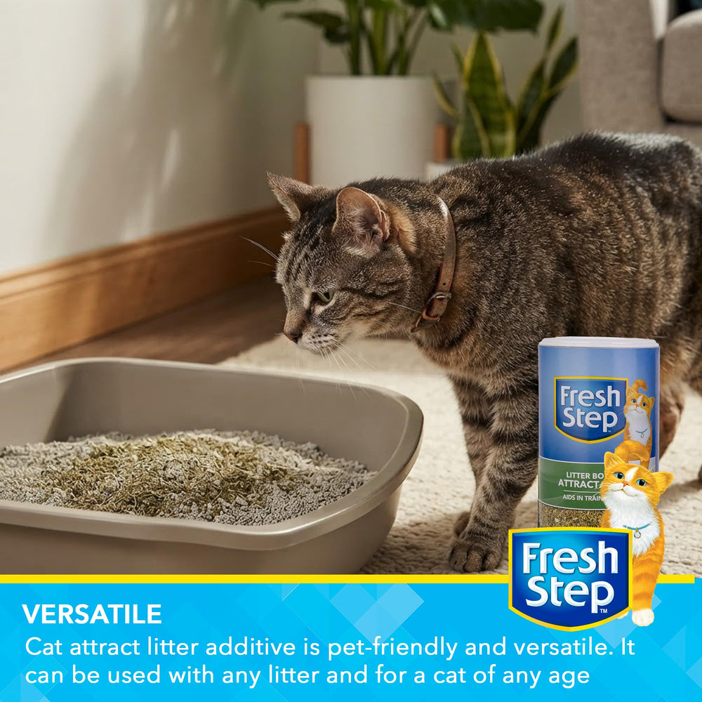 Fresh Step poudre saupoudrée dans bac à litière pour encourager usage