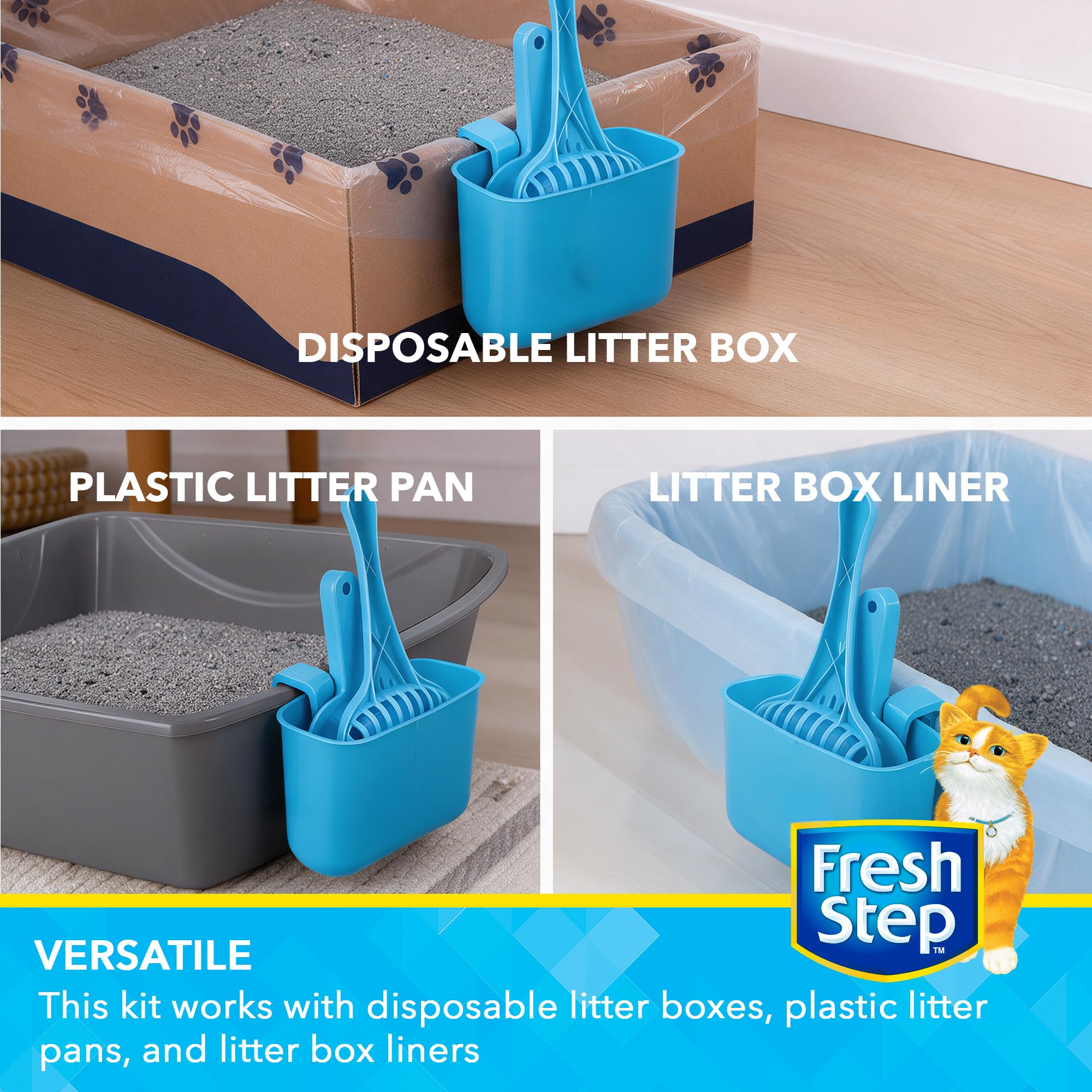 Fresh Step caddy fixé au rebord du bac pour un rangement ordonné