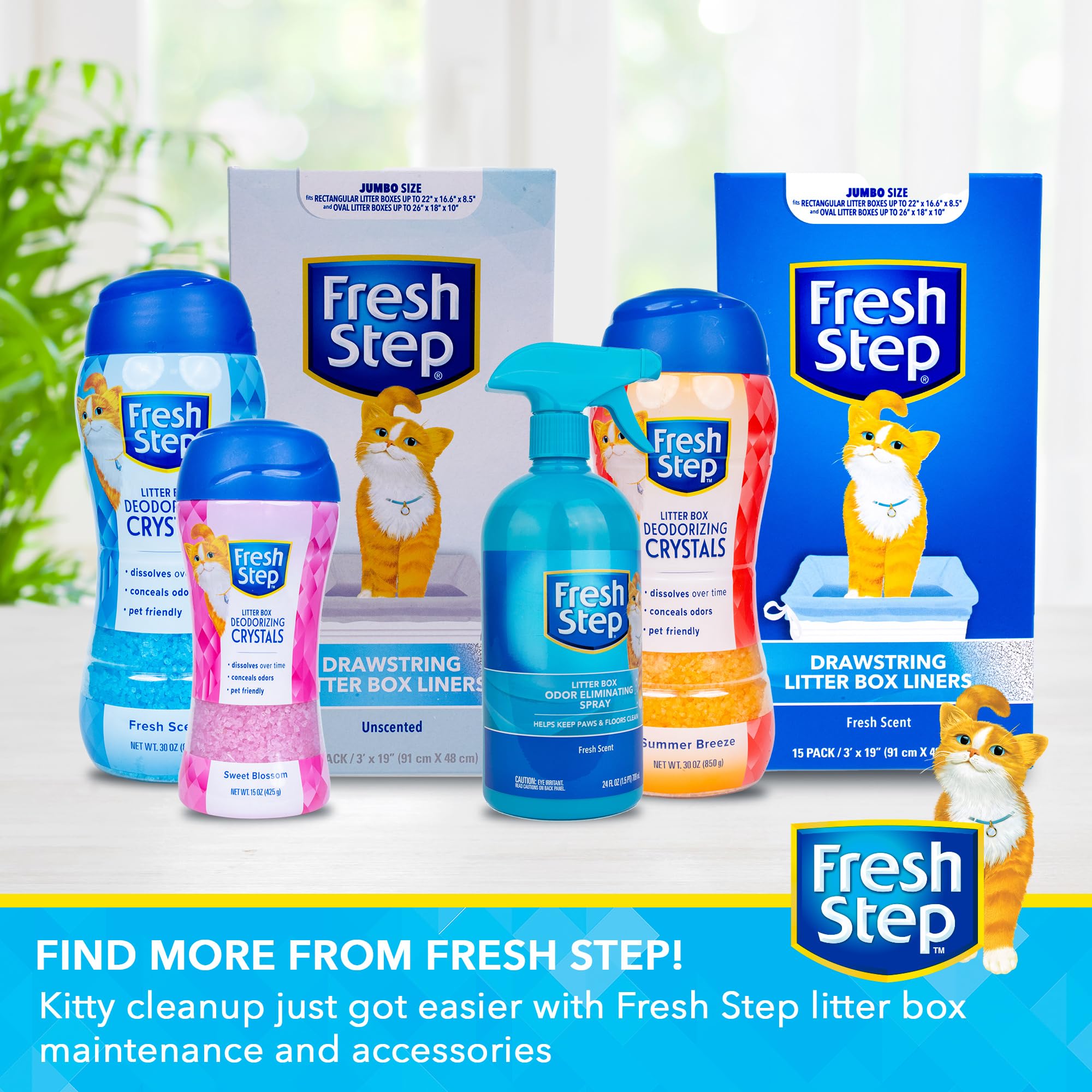 Fresh Step sac à côté d’un mètre pour montrer l’échelle