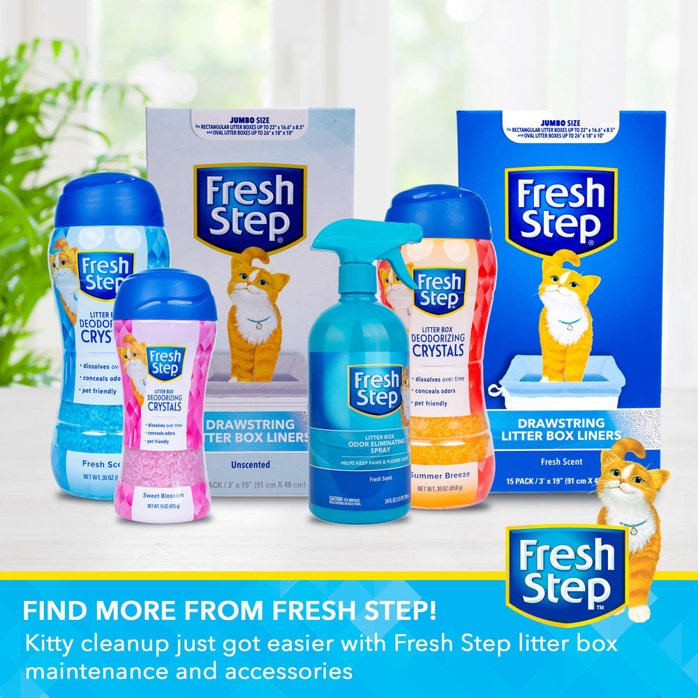 Fresh Step sac à côté d’un mètre pour montrer l’échelle