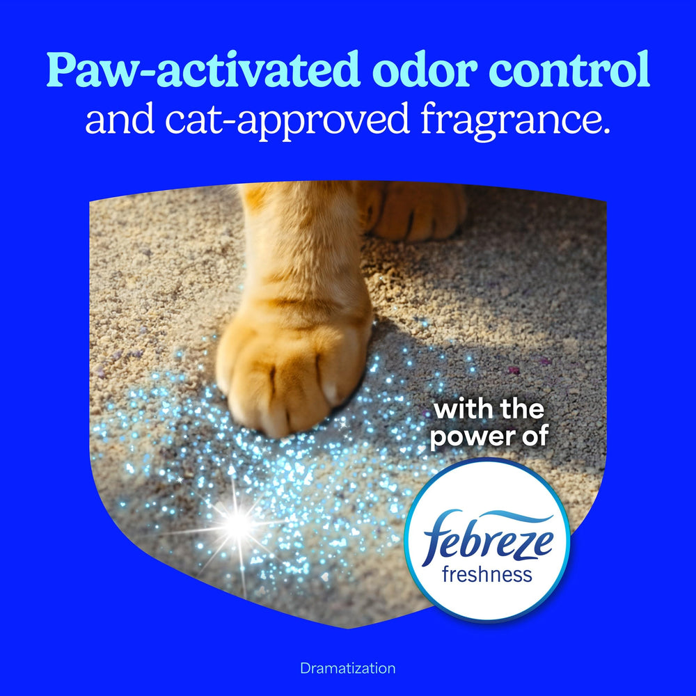 Chat utilisant la litière Fresh Step, confort et hygiène visibles