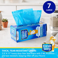 Fresh Step sac installé dans un bac illustrant pose facile