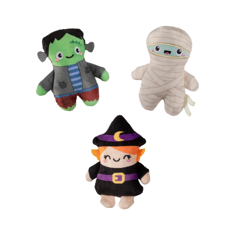 Fringe peluches Ghouls devant montrant les trois personnages et attractivité ludique