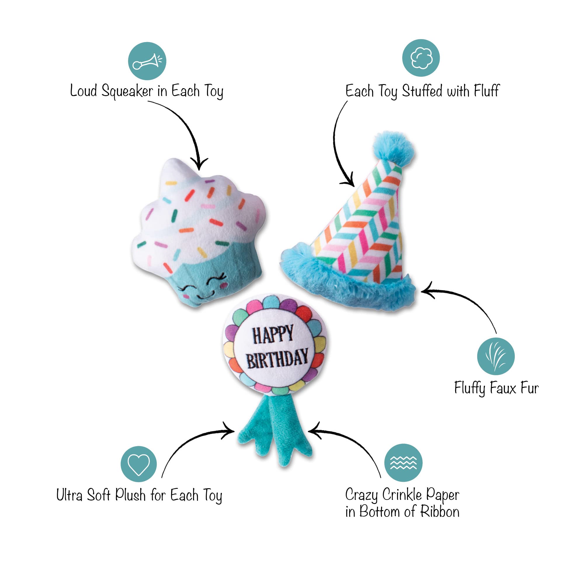 Fringe petit chien jouant avec le jouet Happy BARK-Day, encourage l'activité et le rapport