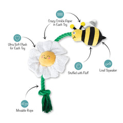 Fringe I’M Pollen for You gros plan texture peluche et papier bruissant, stimule l’intérêt