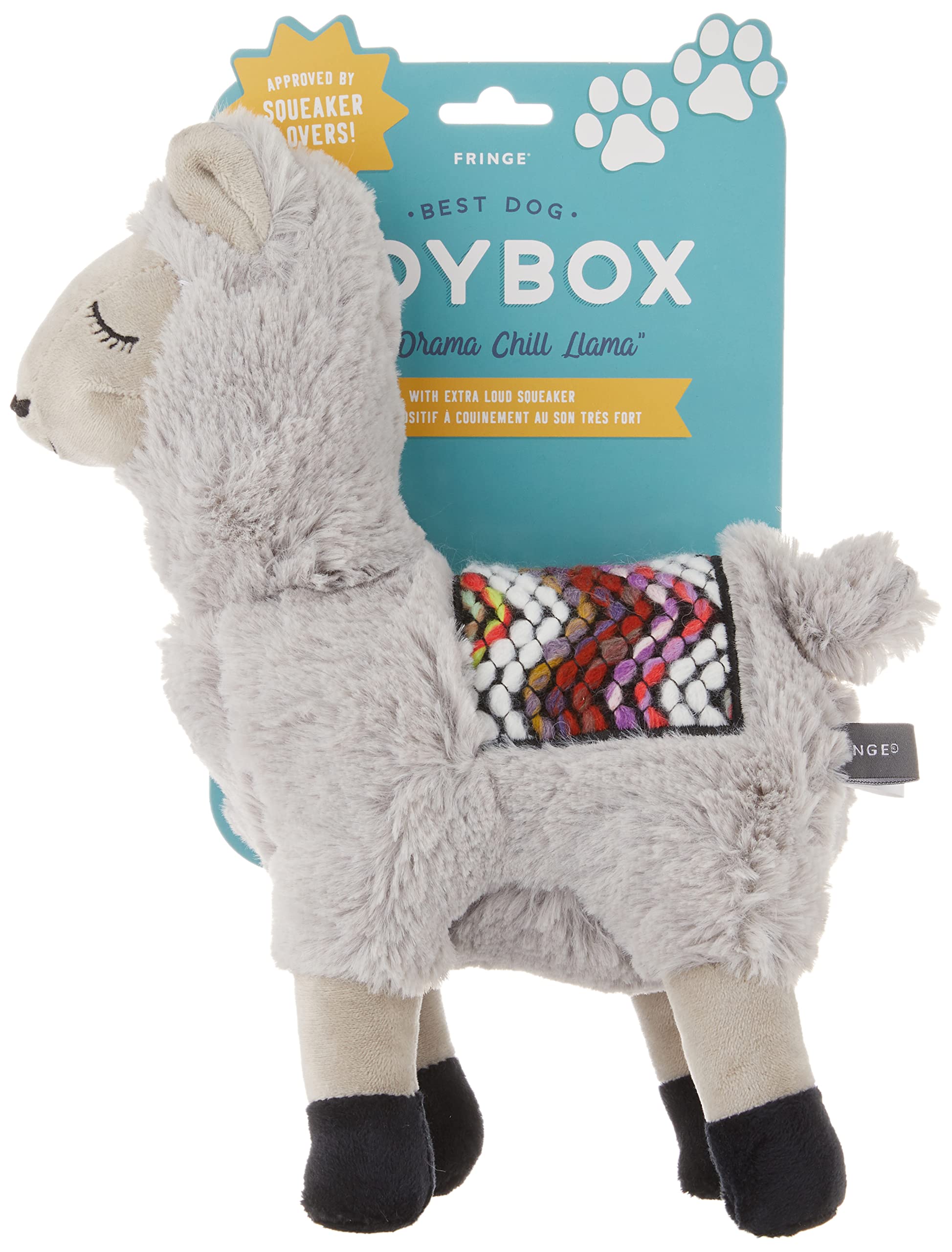 Fringe Llama en action avec chien, stimule activité et rapport