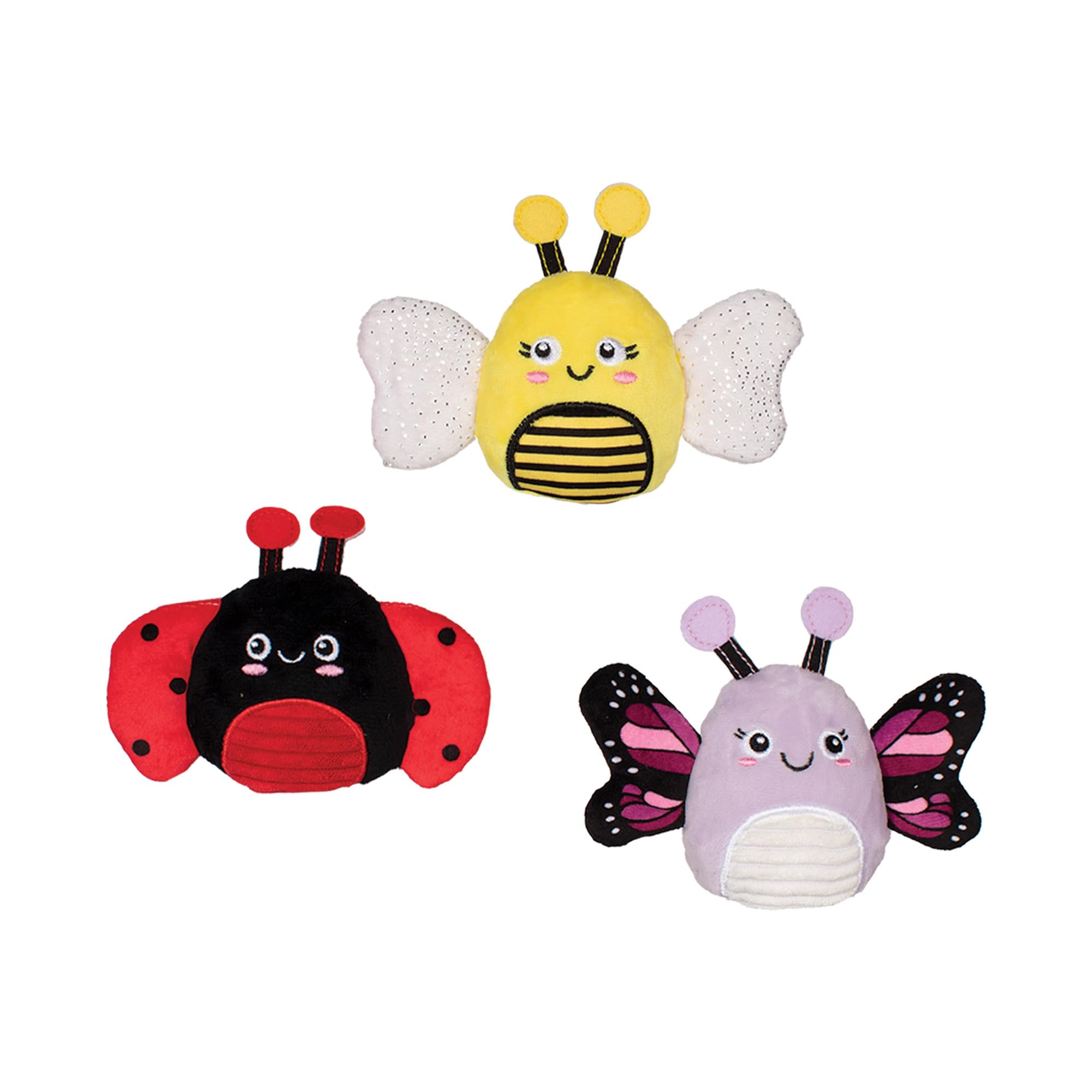 Fringe Studio ensemble devant montrant trois peluches colorées et amusantes pour jeu