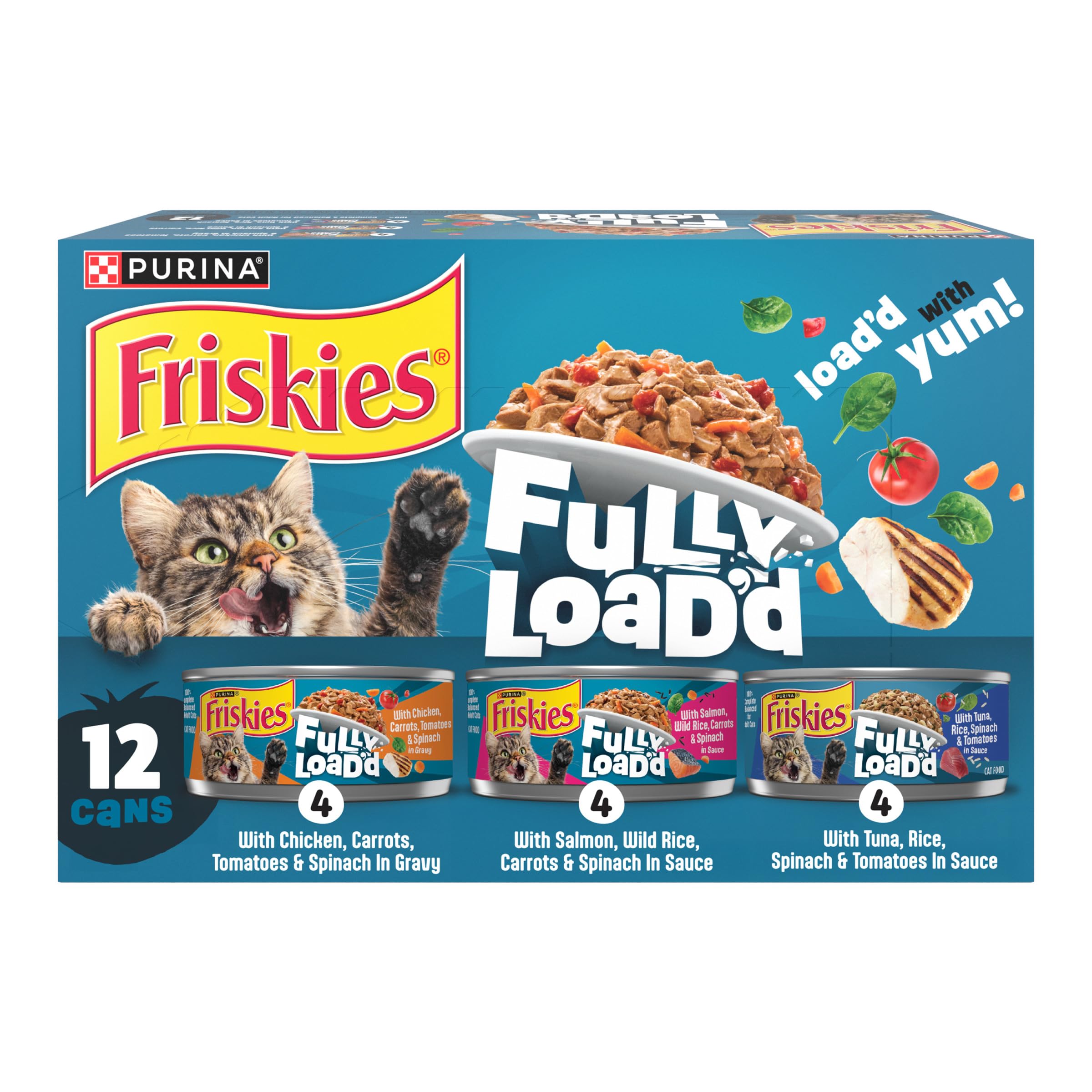 Friskies boîte avant packaging montrant variétés et bénéfice choix