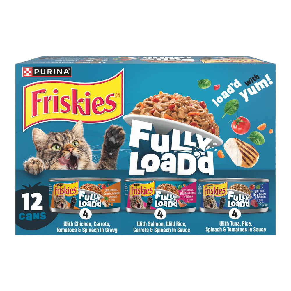 Friskies boîte avant packaging montrant variétés et bénéfice choix