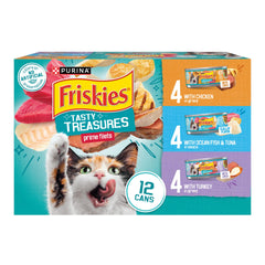 Friskies boîte face Prime Filets montrant l’emballage et l’appât visuel
