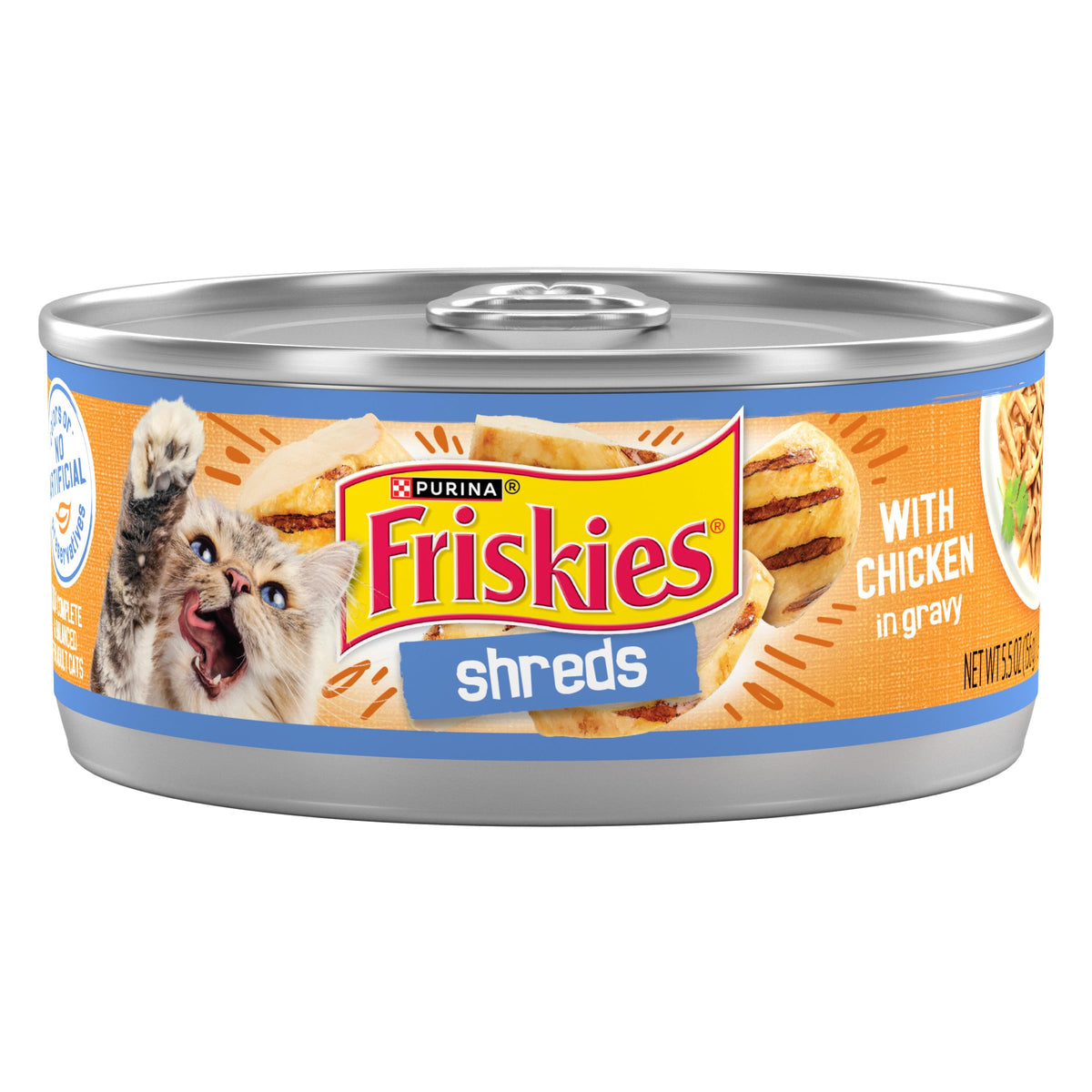 Friskies boîte face montrant l'emballage attractif et facilité d'utilisation