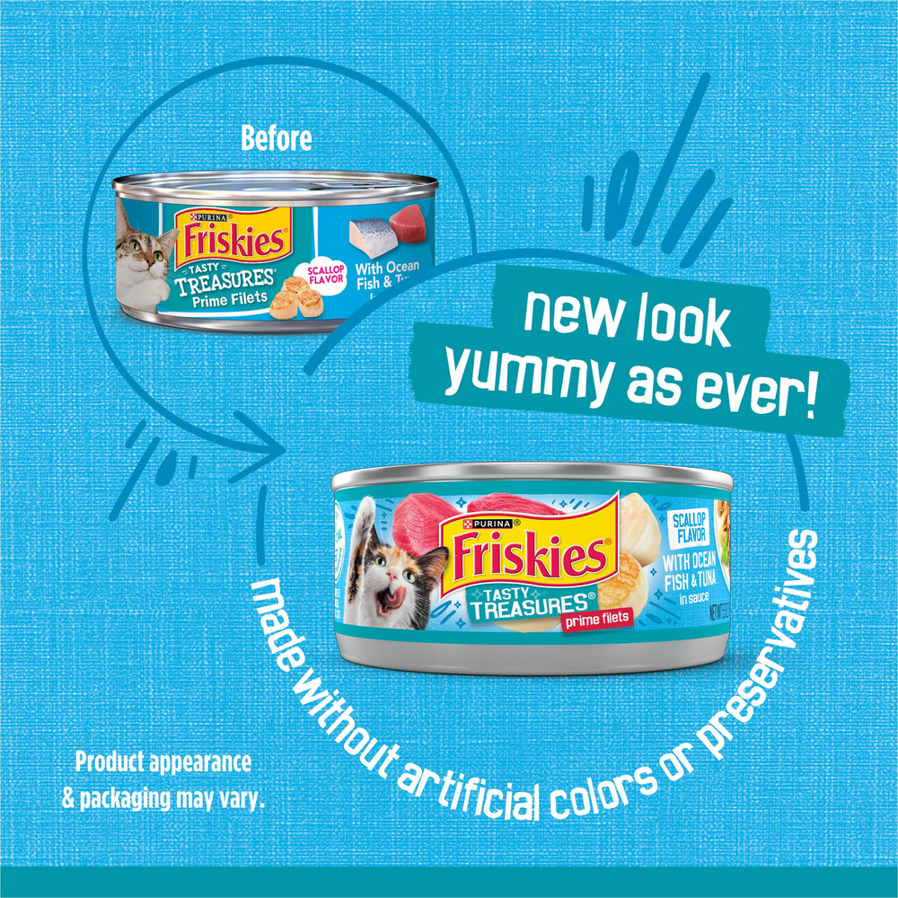 Purina Friskies boîte ouverte vue supérieure montrant sauce et facilité de service