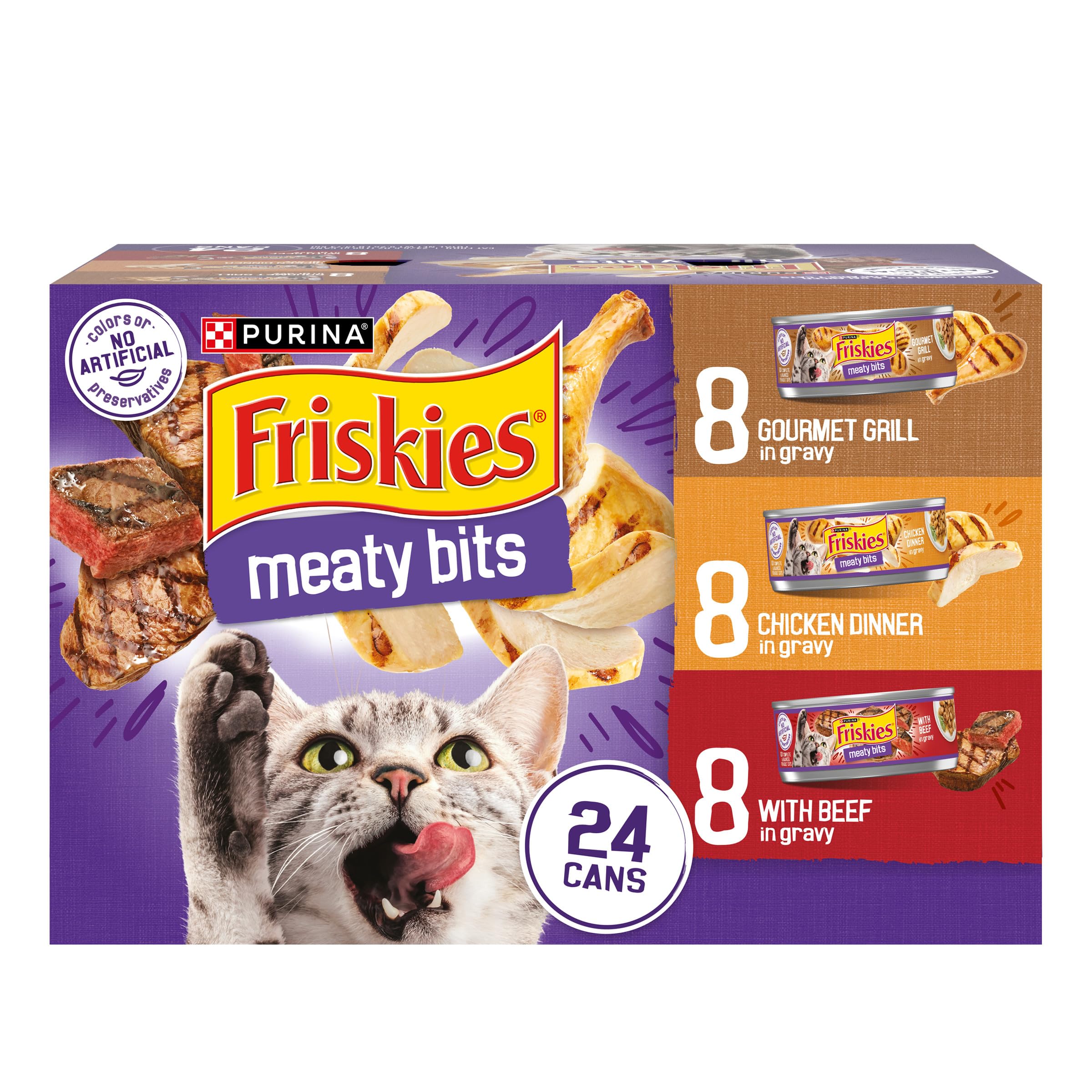 Friskies image du packaging arrière montrant composition et avantages