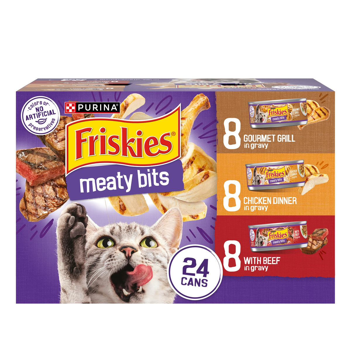 Friskies image du packaging arrière montrant composition et avantages