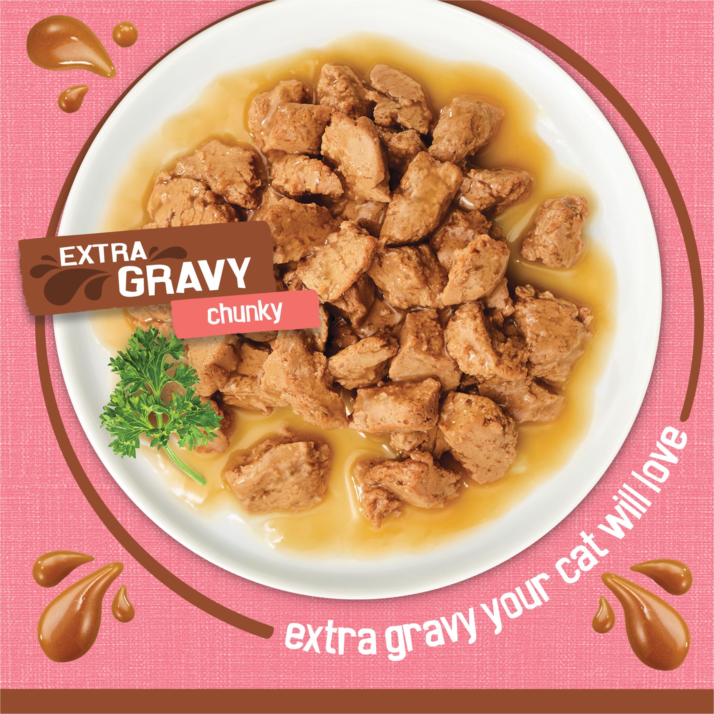 Friskies gros plan sur la texture des morceaux tendre et appétente