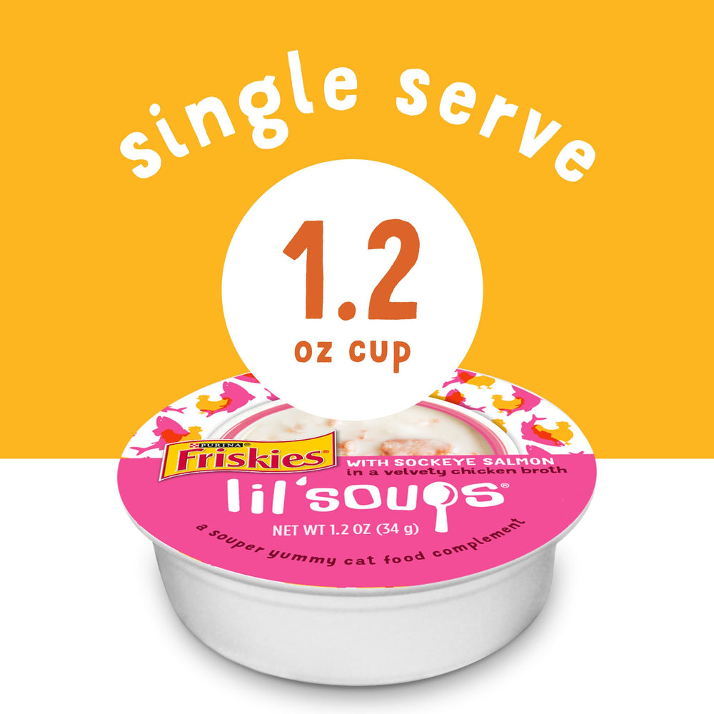 Friskies lil' soups crevette visible, saveur fruits de mer appétente