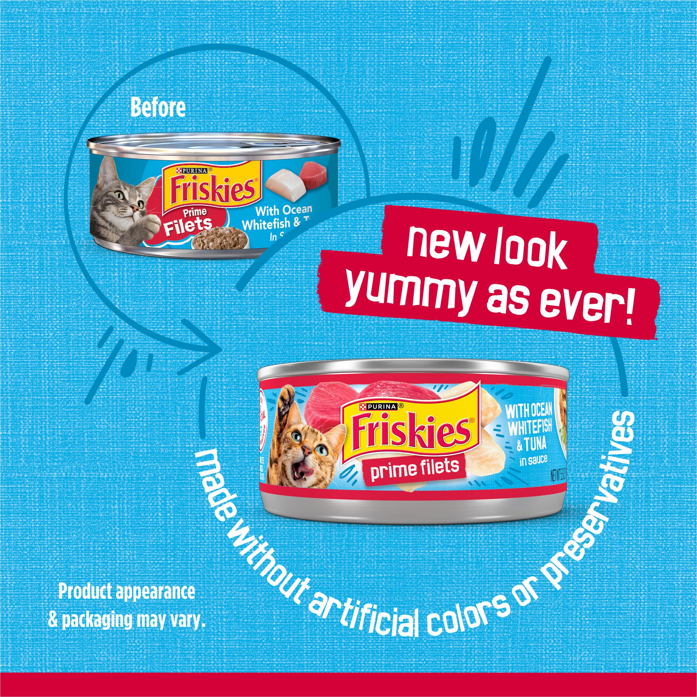 Friskies gros plan sur morceaux de poisson pour une texture appétente