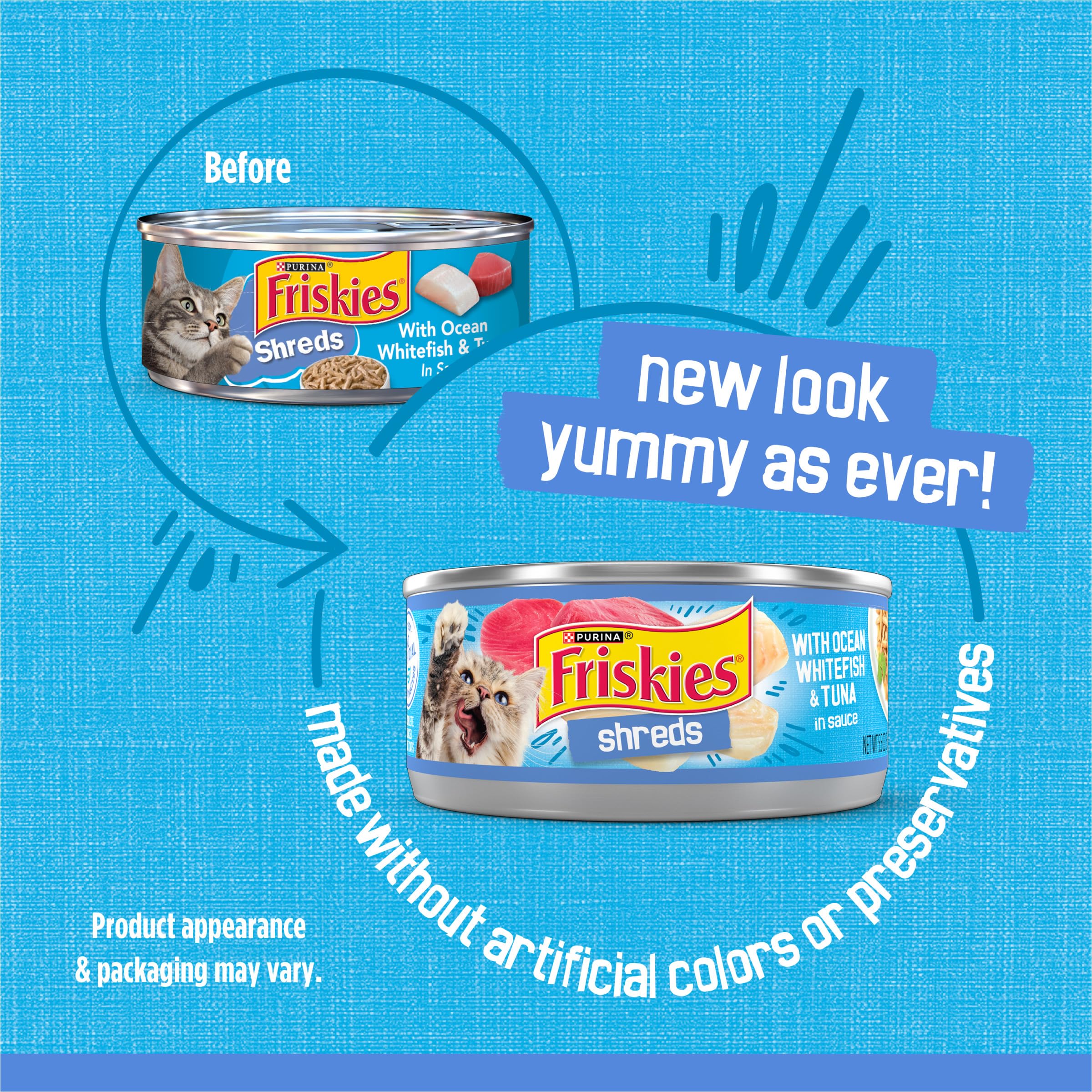 Friskies gros plan sur effilochés de poisson pour texture attrayante