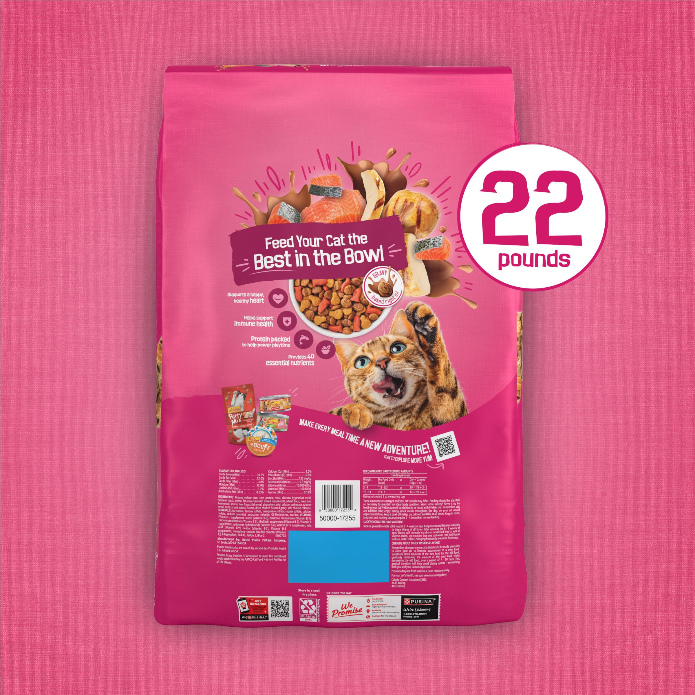 Sac Friskies ouvert et transfert dans contenant pour conservation fraîcheur