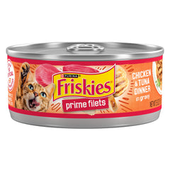 Friskies pack 24 boîtes poulet et thon montrant quantité pratique