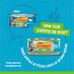 Friskies pâté ouverte vue dessus montrant texture lisse, facilite la prise