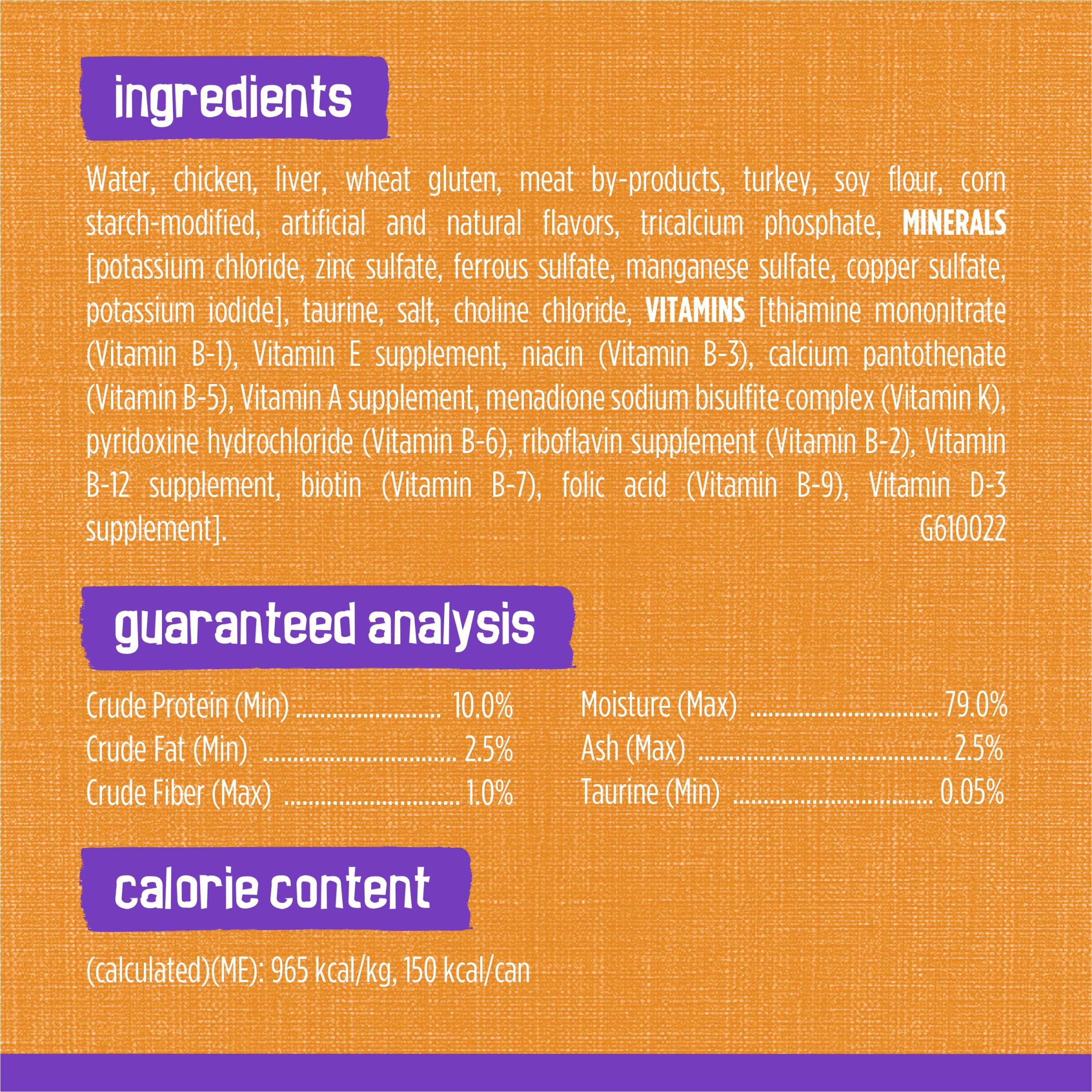 Étiquette nutritionnelle Friskies poulet, informations claires pour le propriétaire