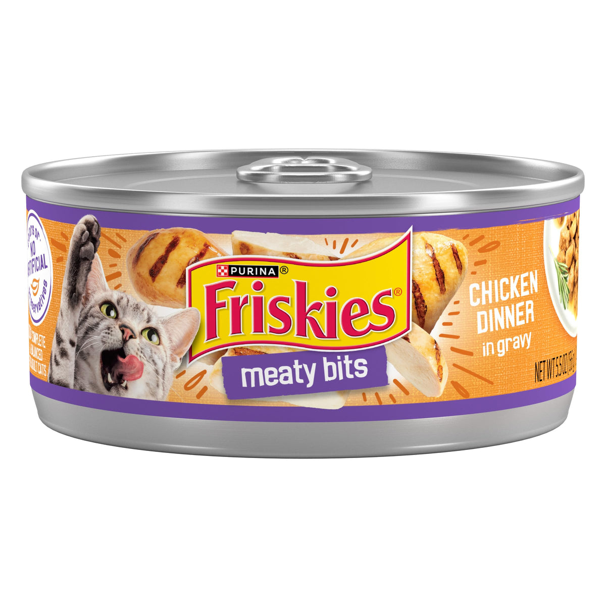 Friskies boîte face visible montrant le produit et un service rapide