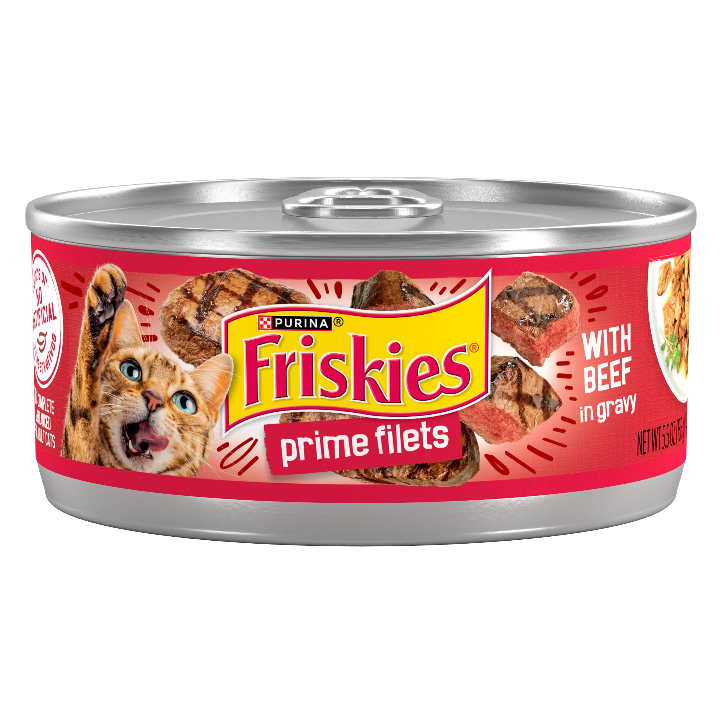 Friskies emballage avant montrant le lot 24 et avantage praticité