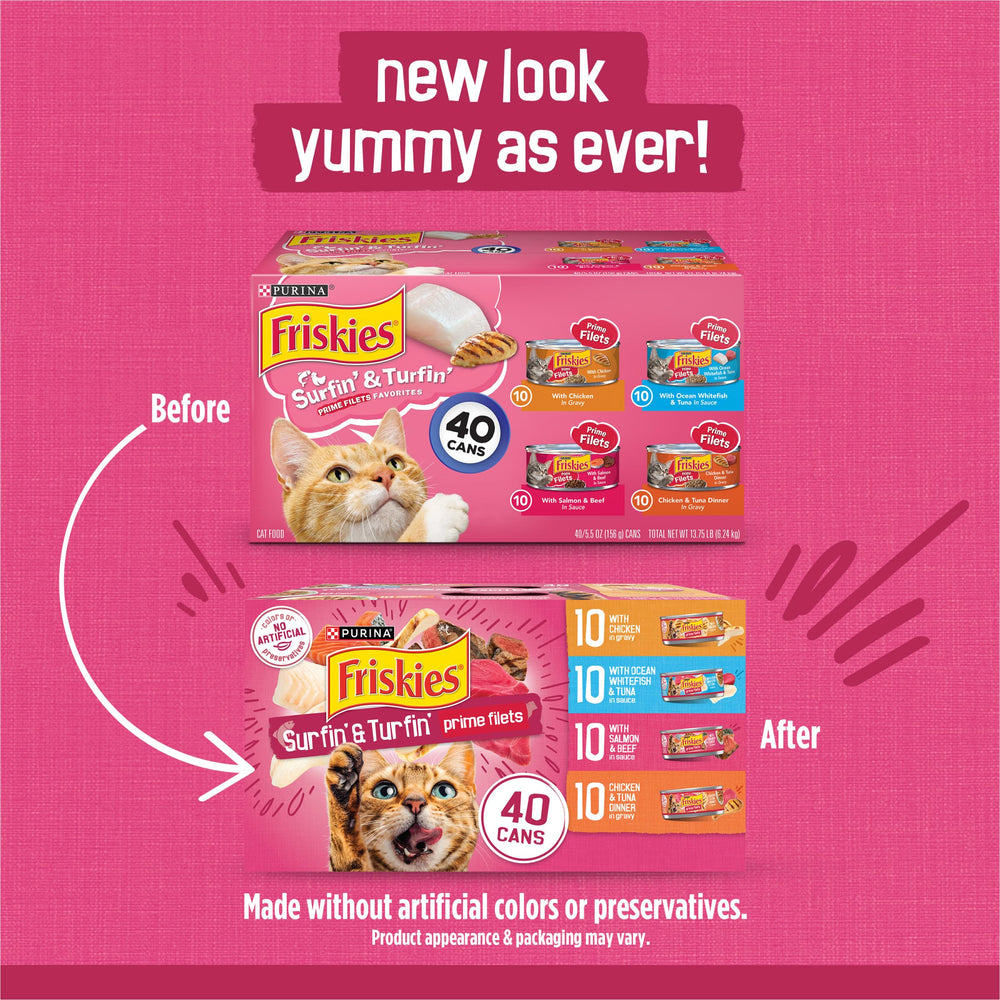 Purina Friskies gros plan sur morceaux réels offrant appétence et texture