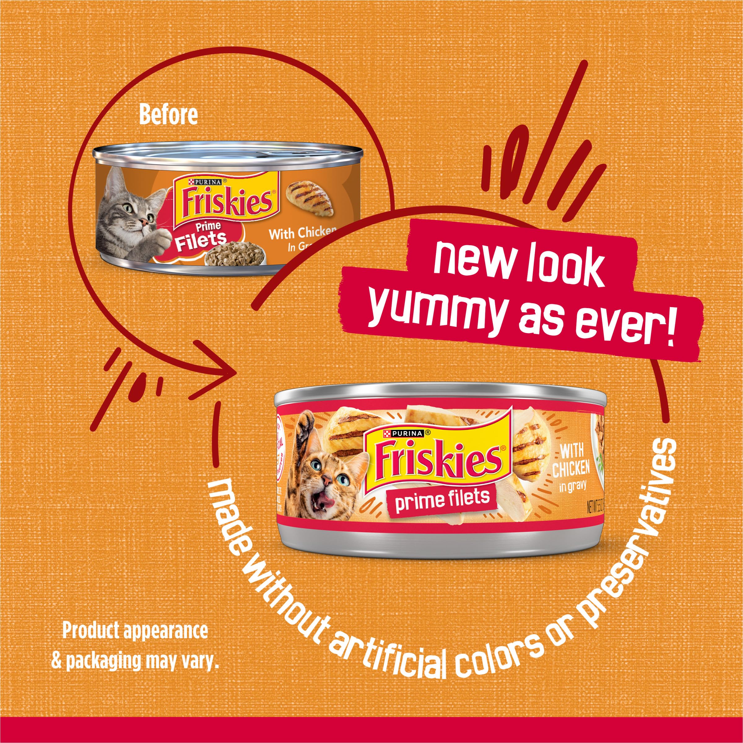 Friskies boîte ouverte avec gravy montrant l’attrait et la texture appétissante