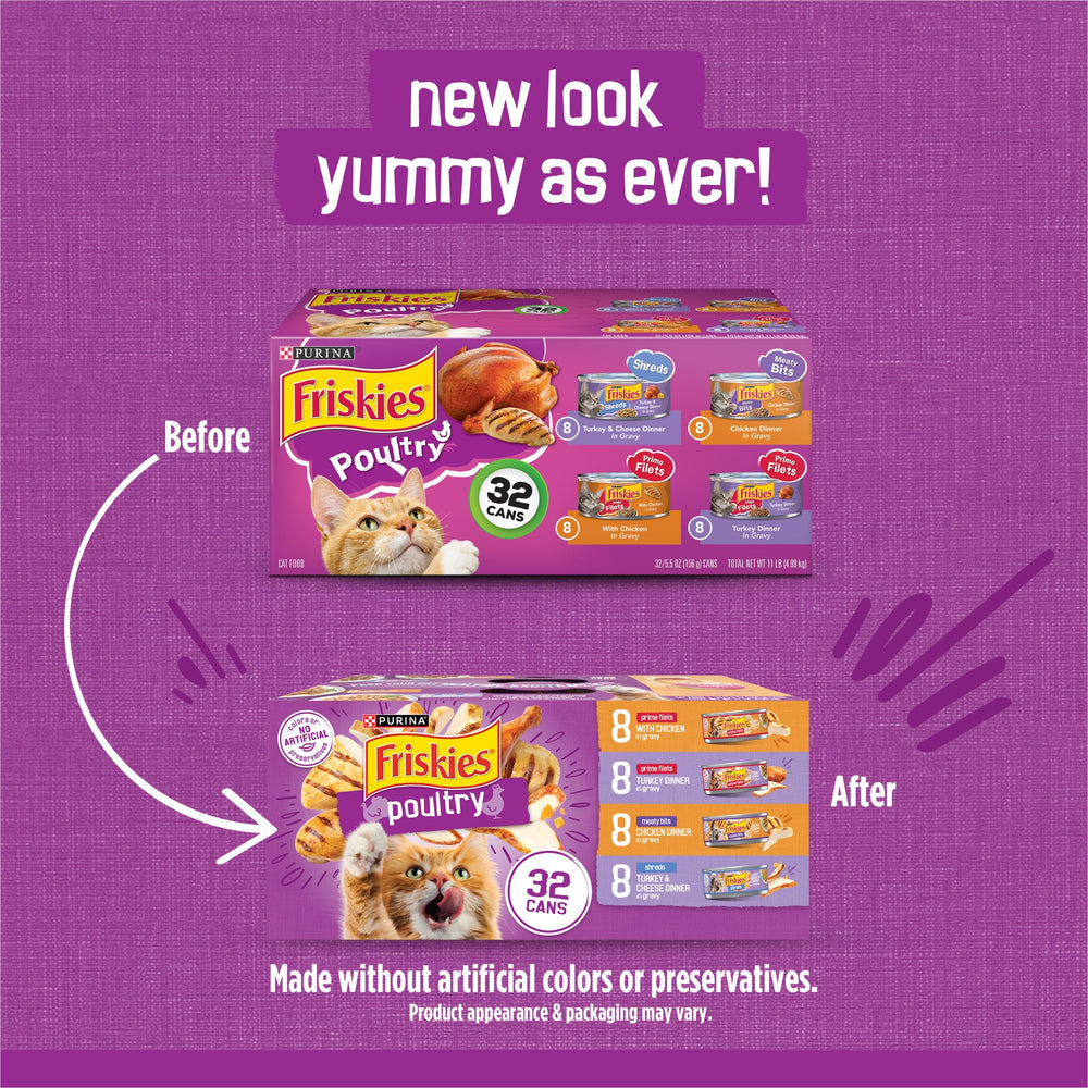 Friskies Purina boîte ouverte révélant la pâtée, appétissante et utile